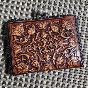 Spanish Hand Tooled Leather Kiss-lock Satchel